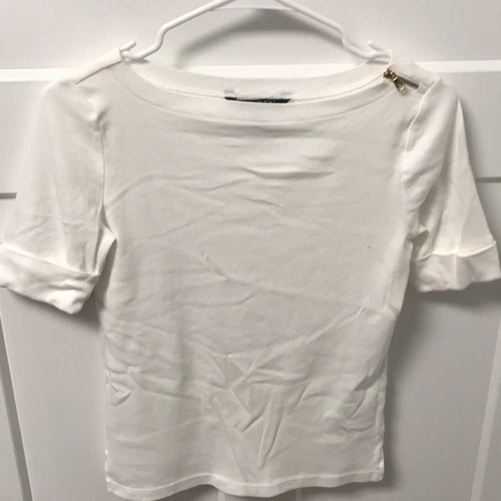 White quarter length tee